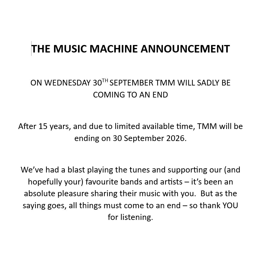 The Music Machine closing announcement